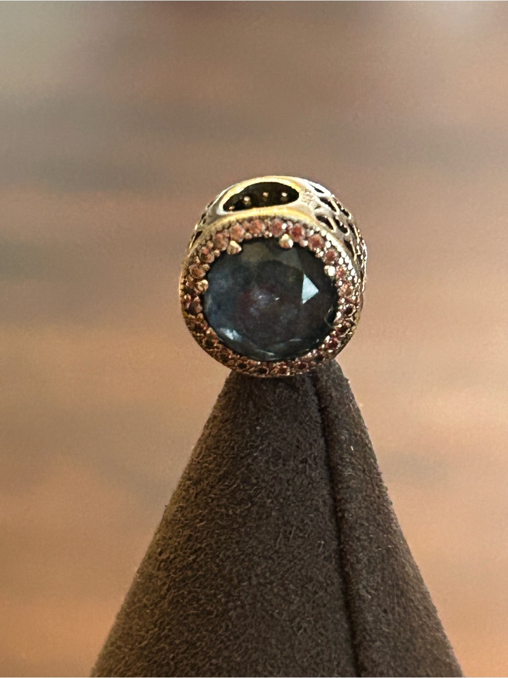 PANDORA Retired Glacier Blue Radiant Hearts Charm w/ Dark Blue Crystal Pavé S925 - Picture 9 of 11